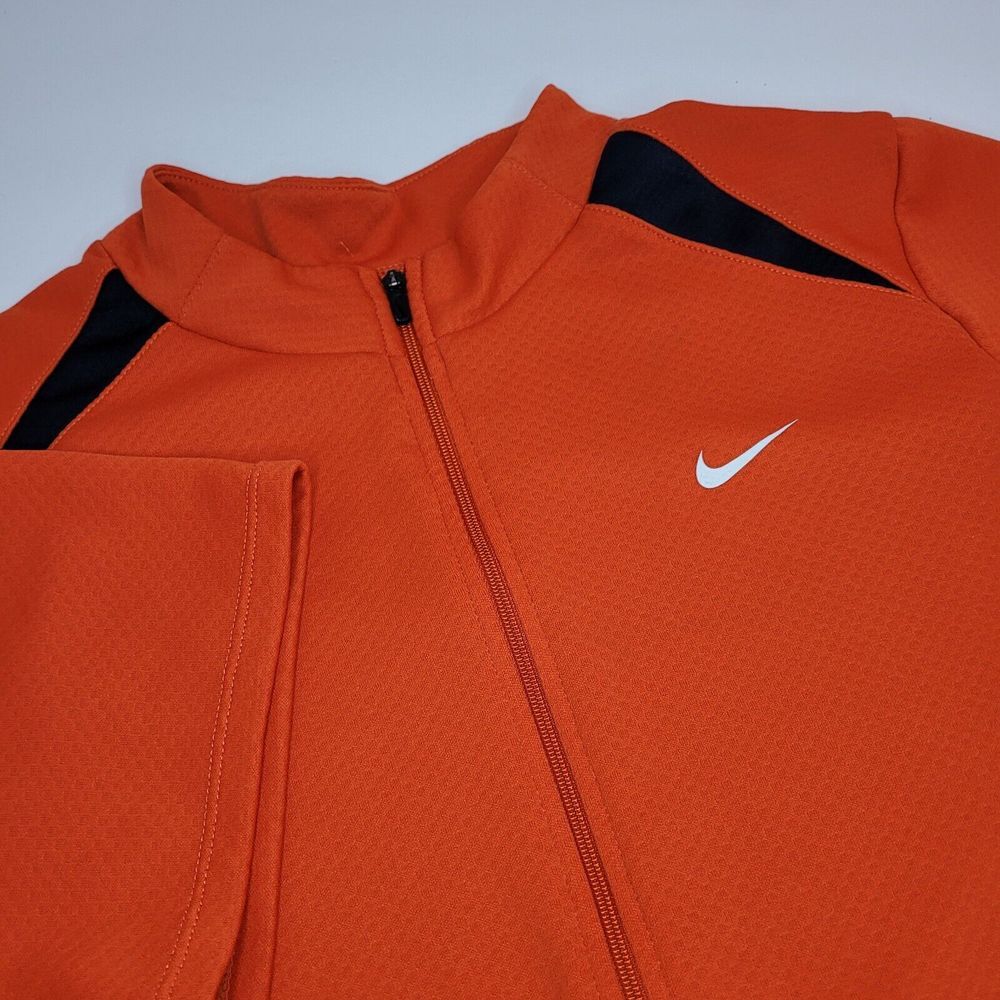 Nike Cycling Jersey Youth XL Orange Black Full Zip Fit Dry Short Sleeve Top